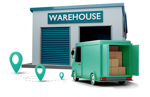 Warehouse with delivery truck